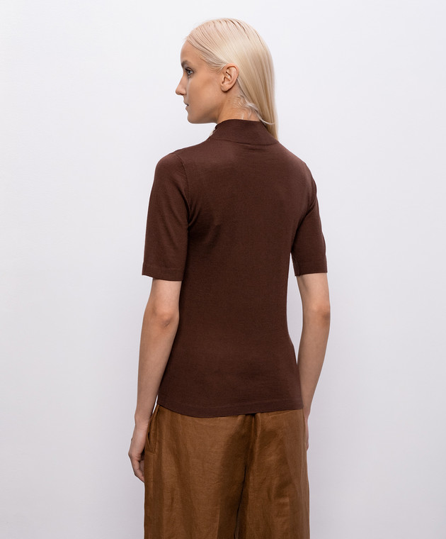 Brunello Cucinelli Коричневый топ из кашемира и шелка M13800004P изображение 4