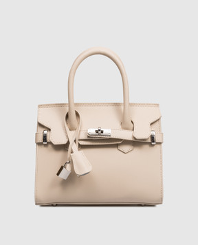 Gianni Notaro Бежева шкіряна сумка-сетчел Ruga з підвіскою 414RUGANIKEL