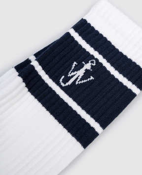 JW Anderson Белые носки с узором монограмм KW1530YN0509w