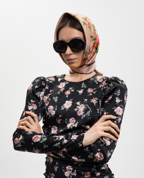 Dolce&Gabbana Рожева хустка із шовку в квітковий принт FN092RGDDPM