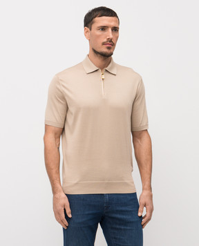 Stefano Ricci Бежевое поло с шелком K616440Z35F26109