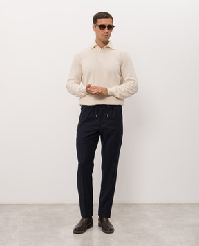 Bertolo Cashmere Синие брюки из шерсти и кашемира 000350001391