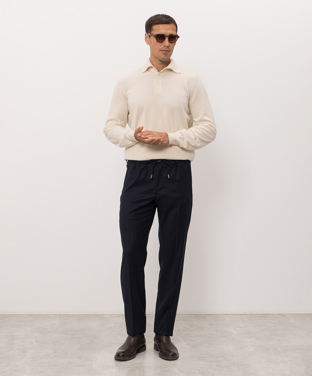 Bertolo Cashmere Синие брюки из шерсти и кашемира 000350001391 изображение 2