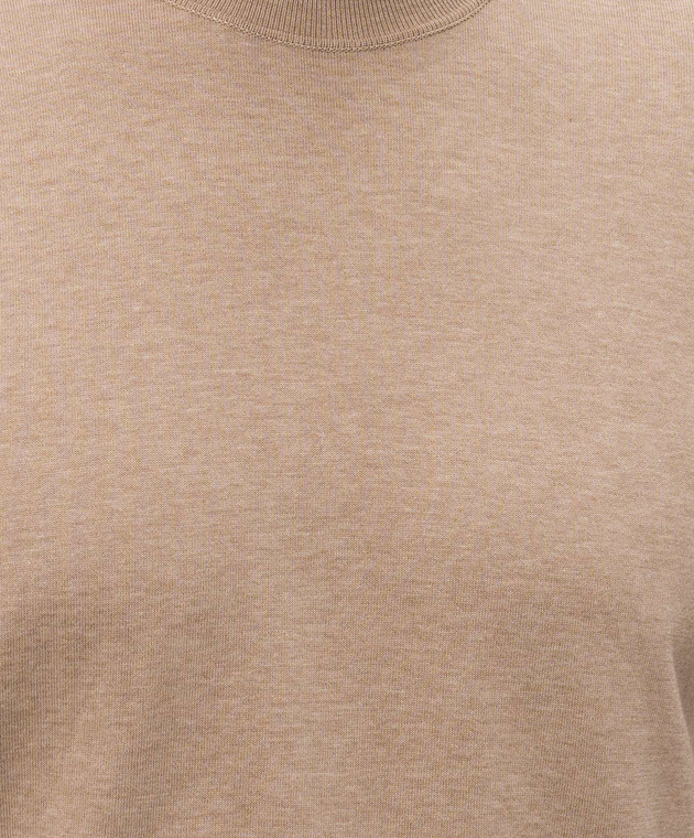 Bertolo Cashmere Бежевая футболка из хлопка 902204002056 изображение 5