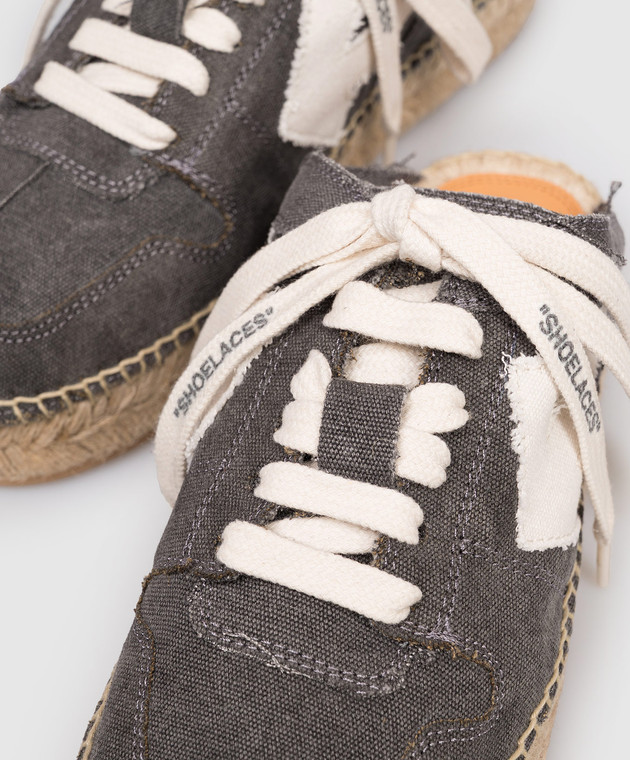 Off-White Серые кроссовки-мюли с нашивкой эмблемы OWIB019S26FAB001 изображение 5