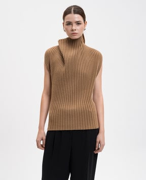Victoria Beckham Коричневый топ с шерстью с открытой спиной 1425KTP006813A