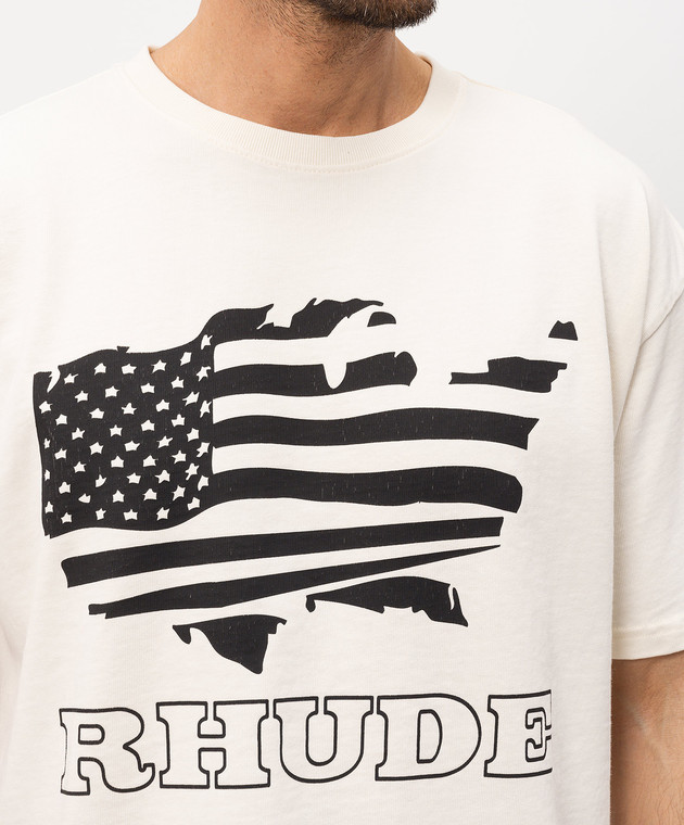 Rhude Футболка цвета айвори с принтом RHSS26TT08012 изображение 5