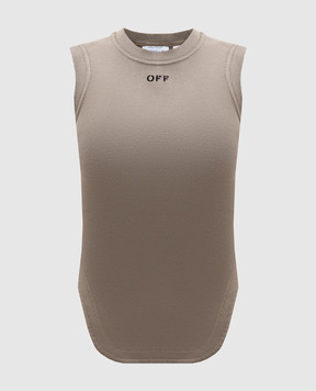 Off-White Коричнева майка в рубчик з вишивкою логотипа 2AD26XS26JER001