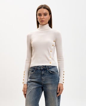 Palm Angels s Білий гольф з вовни і шовку в рубчик PWHF027F23KNI001