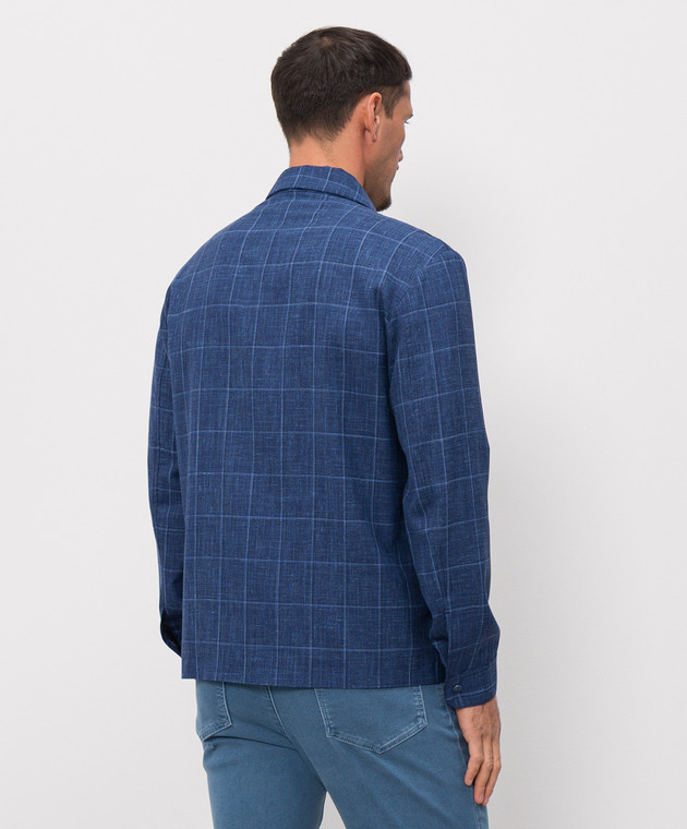 Castangia dal 1850 Синя куртка з вовни, шовку та льону в стилі сорочки AQMOD5225 зображення 4