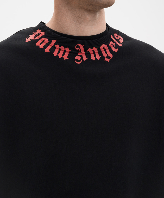 Palm Angels Черный свитшот с контрастным логотипом PMBA08HS26FLE004 изображение 5