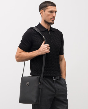 Stefano Ricci Чорна шкіряна сумка з металевою емблемою у вигляді голови орла ND156GTUVD