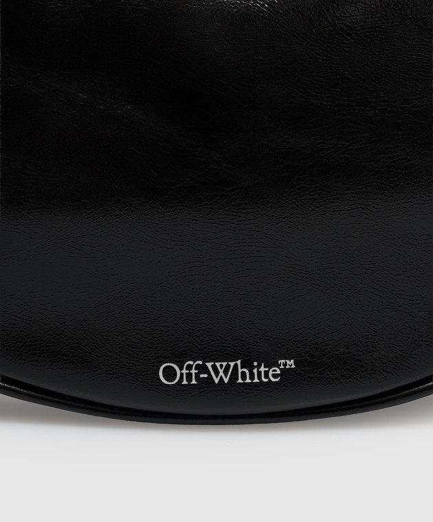 Off-White Чорна шкіряна глянцева сумка Jitney Half Moon OWWNQ04F26LT01 зображення 4