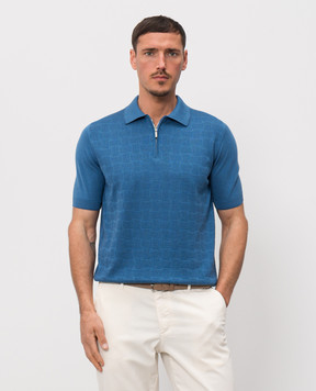 Castangia dal 1850 Синє поло з шовком у візерунок NCCA02MCE26