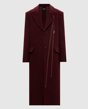 Ann Demeulemeester Бордовое пальто Aldina с шерстью B0014262FA510