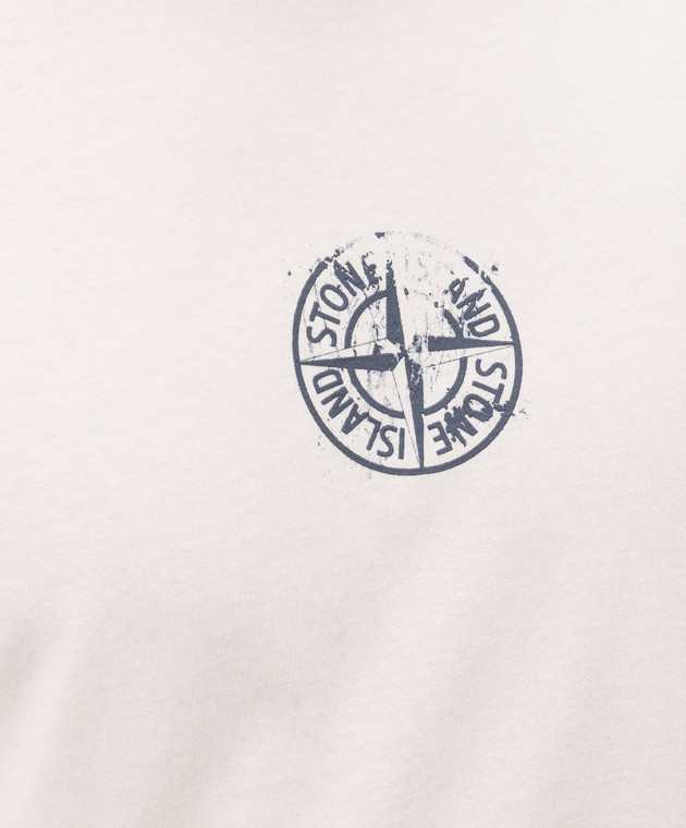Stone Island Футболка кольору айворі з принтом емблеми логотипа L2S152100001S0533 зображення 5