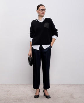 Peserico Чорний пуловер з вовни, шовку і кашеміру S99061F129018C