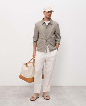 Brunello Cucinelli Штани кольору айворі з льону M243DE1710