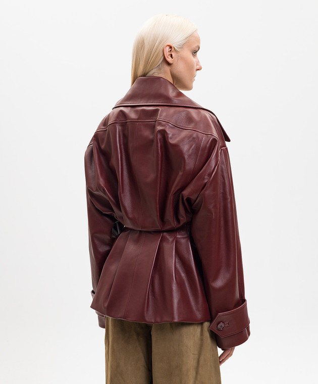 Balenciaga Бордовая кожаная двубортная куртка-тренч 871975TUS11 изображение 4