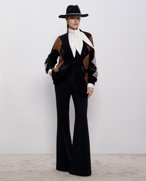 Ermanno Scervino Черный кардиган с кашемиром в узор D475N321RKYM