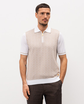 Stefano Ricci Біле поло з шовком з логотипом K212037P31F26193