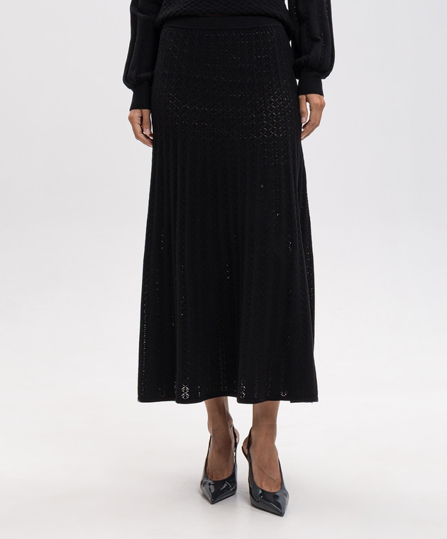 Twinset Черная юбка миди с ажурным узором 262TP3122 изображение 3