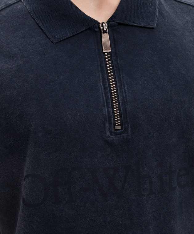 Off-White Синє поло з принтом логотипа 44MAD00YS26J003 зображення 5