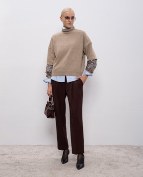 Brunello Cucinelli Бежевый свитер из кашемира с пайетками M12730003