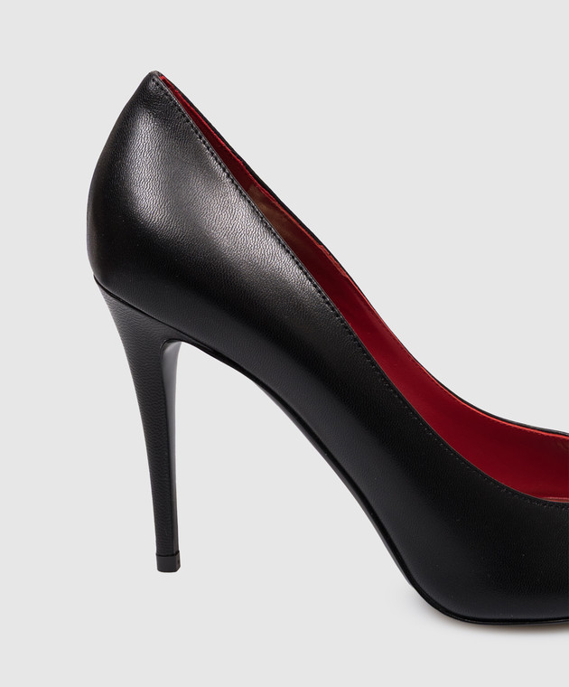 Valentino Чорні шкіряні туфлі з логотипом VLogo 9W2S0QD7YEA зображення 7