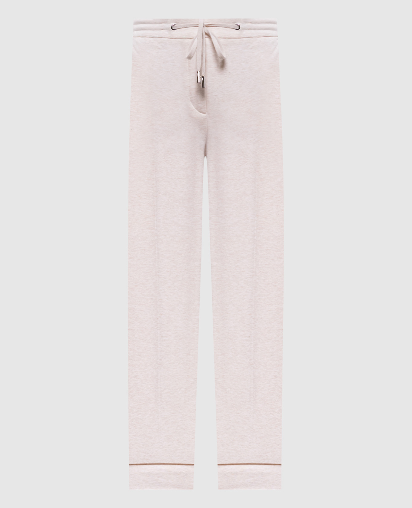 

Бежевые меланжевые брюки с отворотами, Бежевый, Зауженные брюки