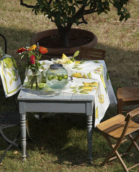 TESSITURA TOSCANA TELERIE Біла скатертина LIMONCELLO з льону NT190012020067