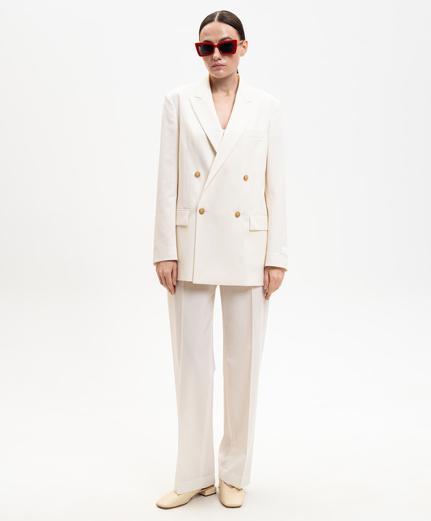 Maison Margiela MM6 Штани кольору айворі з вовною з відворотом S52KA0559M35436 зображення 2