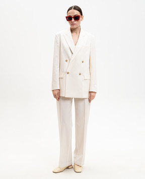 Maison Margiela MM6 Штани кольору айворі з вовною з відворотом S52KA0559M35436