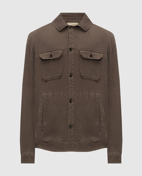 Woolrich Коричнева сорочка з льоном CFWOOS2036MRUT5288