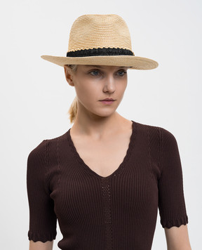 Twinset Бежевий плетений капелюх з логотипом 261TA4060