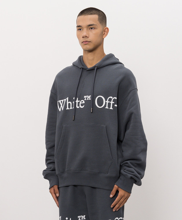 Off-White Синие худи с контрастным логотипом 44MBB12NF26F009 изображение 3