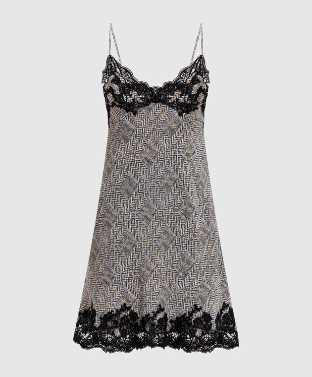 Ermanno Scervino Платье мини из шелка с кружевом D492Q351APUYX