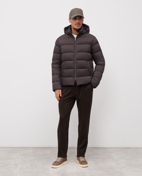 Herno Коричневий стьобаний пуховик з логотипом PI001181U12456Z