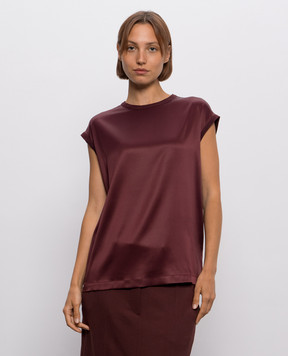 Brunello Cucinelli Бордовий топ із шовку MPC59EH500