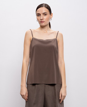 Peserico Коричнева майка із шовку A08921D07325