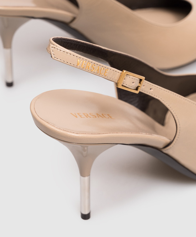 Versace Бежевые кожаные слингбеки Nyx 10244361A17282 изображение 5
