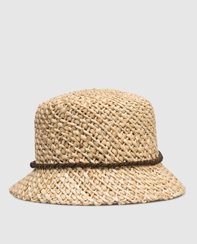 Peserico Бежева солом'яна панама з ланцюжком моніль S36219C0CC846