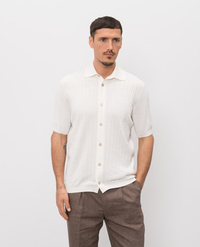 Brunello Cucinelli Рубашка цвета айвори с тканым узором M29204006