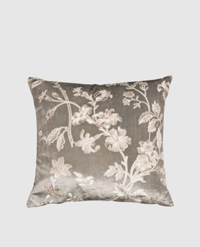 Blumarine Home Серая декоративная велюровая подушка с кристаллами Swarovski 42х42 H0000210108