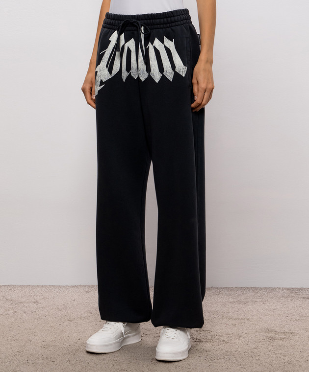 Palm Angels Черные спортивные брюки с принтом логотипа PAMCH005FL001w изображение 3