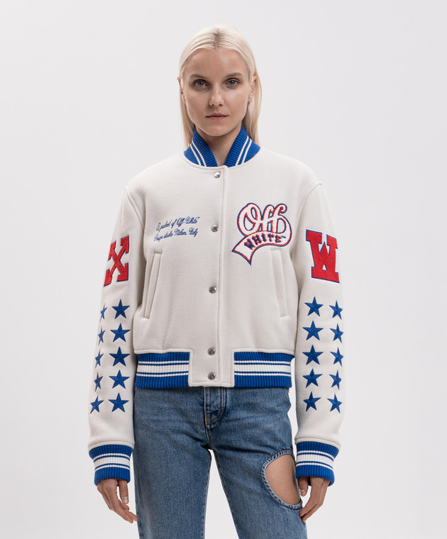 Off-White Бомбер цвета айвори с шерстью 2FG00409T изображение 3