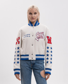 Off-White Бомбер цвета айвори с шерстью 2FG00409T