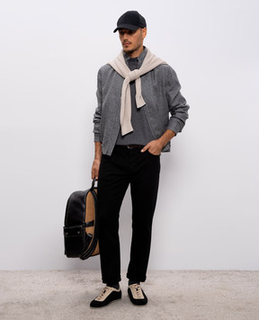 Brunello Cucinelli Сіра куртка із шовку, льону та вовни MZ4036580