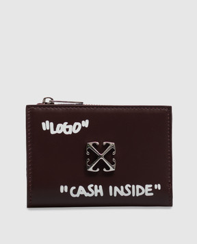 Off-White Бордове шкіряне портмоне Jitney Quote OWWNC02F26LT01