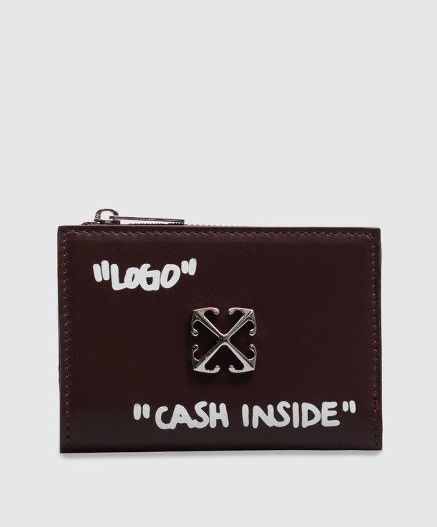Off-White Бордове шкіряне портмоне Jitney Quote OWWNC02F26LT01